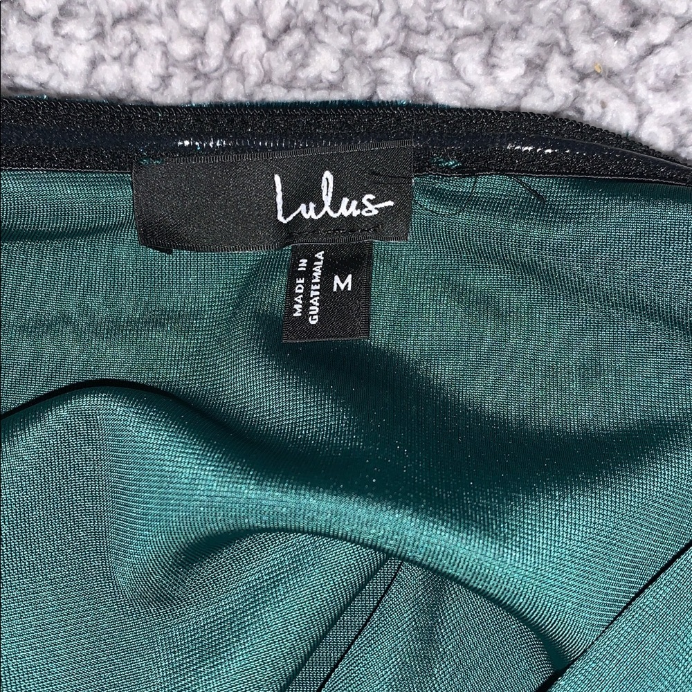 Lulus How Much I Care Dark Teal Velvet Off-the-Shoulder Midi Dress Medium NWOT - Picture 6 of 6